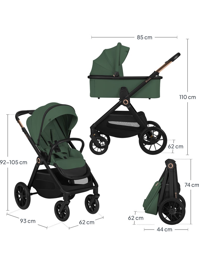 Carrinho 3em1 LIONELO Layla - Trio com Alcofa, Ovetto e Acessórios - Até 22 kg Verde - Kiabi