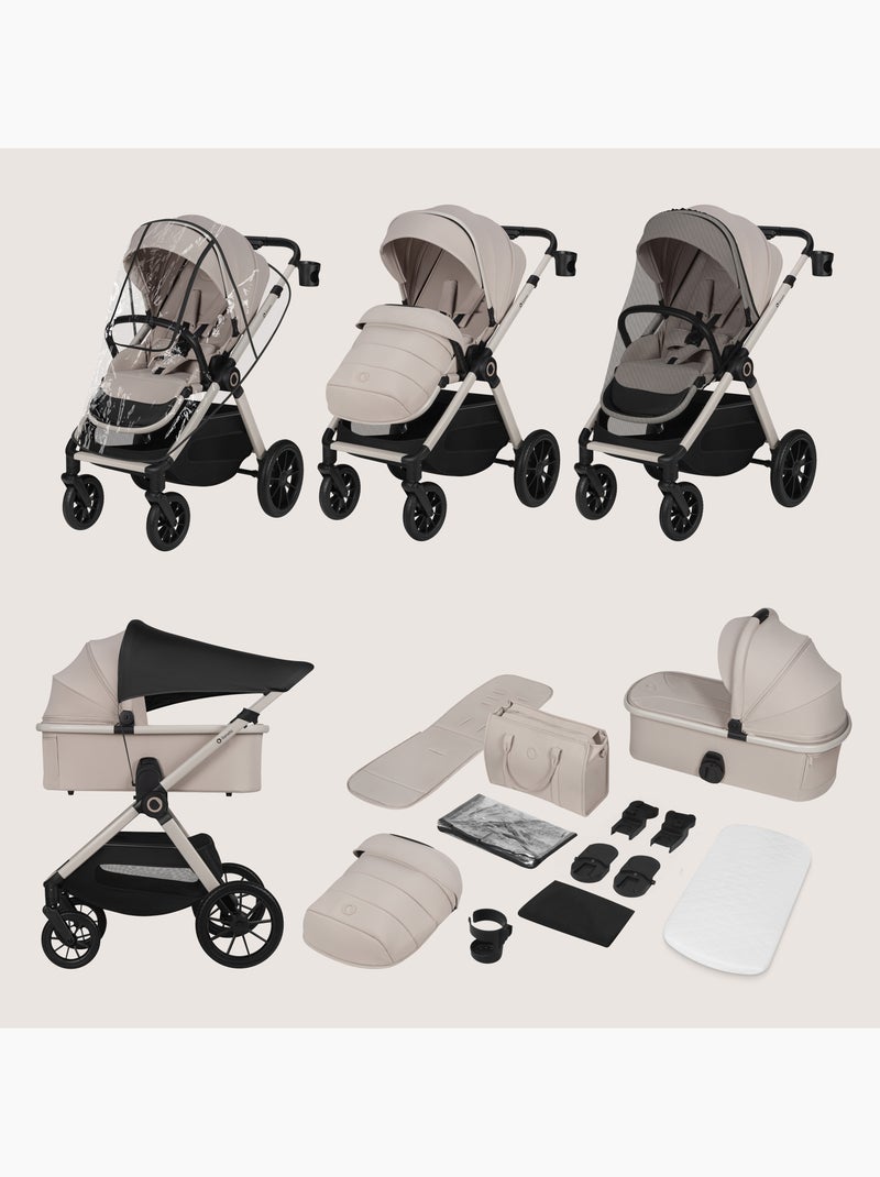 Carrinho de bebé 2 em 1 LIONELO Layla - Conjunto de carrinho, alcofa e acessórios -  Até 22 kg Bege - Kiabi