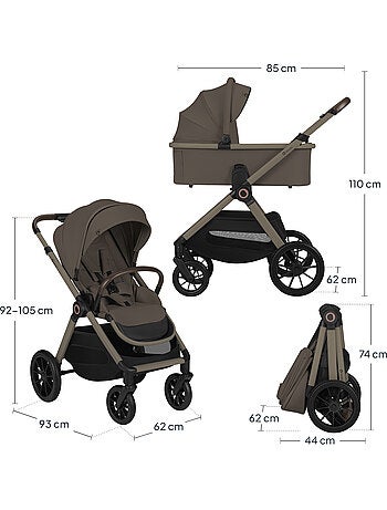 Carrinho de bebé 2 em 1 LIONELO Layla - Conjunto de carrinho, alcofa e acessórios - Até 22 kg