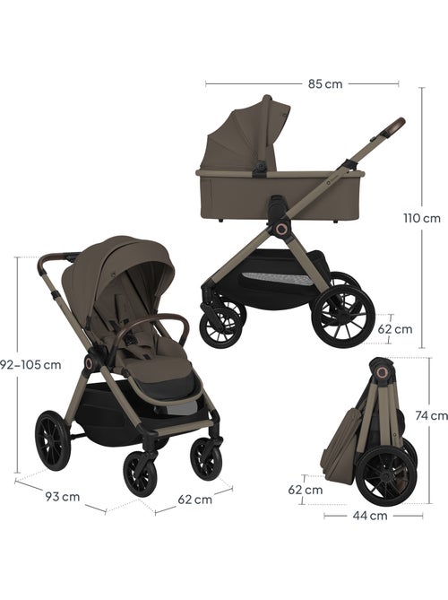 Carrinho de bebé 2 em 1 LIONELO Layla - Conjunto de carrinho, alcofa e acessórios - Até 22 kg - Kiabi Carrinho de bebé 2 em 1 LIONELO Layla - Conjunto de carrinho, alcofa e acessórios - Até 22 kg - Kiabi