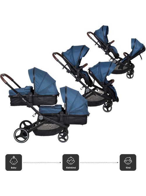 Carrinho de bebé 2 em 1 para gémeos Twinner, também adequado para irmãos – babyGO - Kiabi Carrinho de bebé 2 em 1 para gémeos Twinner, também adequado para irmãos – babyGO - Kiabi