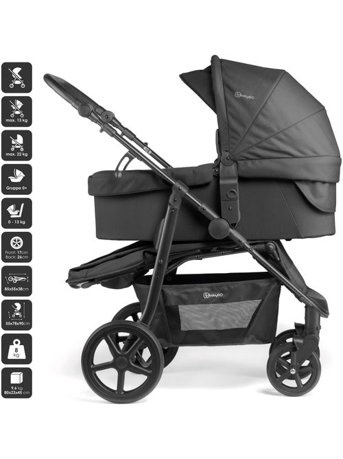Carrinho de bebé 3 em 1 com cadeira auto, alcofa e assento desportivo Evolution – babyGO - Kiabi Carrinho de bebé 3 em 1 com cadeira auto, alcofa e assento desportivo Evolution – babyGO - Kiabi