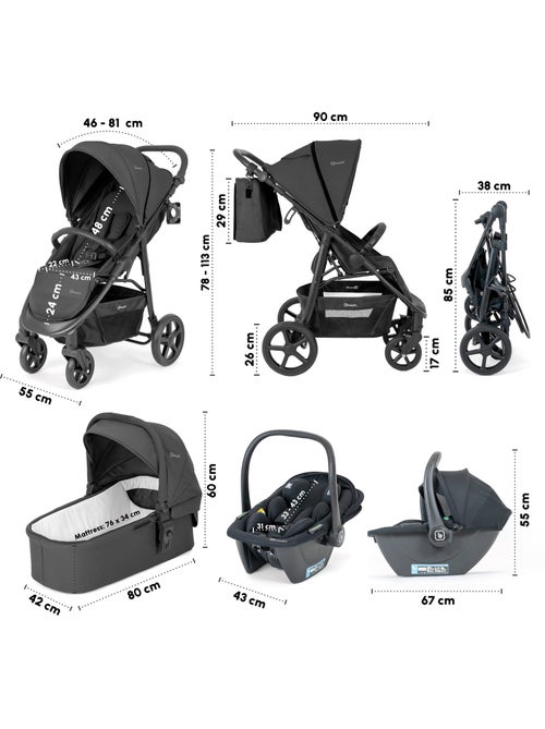 Carrinho de bebé 3 em 1 com cadeira auto, alcofa e assento desportivo Evolution – babyGO - Kiabi Carrinho de bebé 3 em 1 com cadeira auto, alcofa e assento desportivo Evolution – babyGO - Kiabi