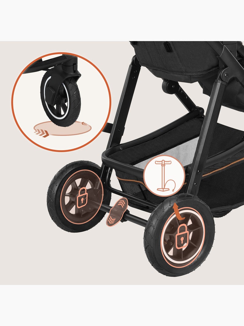 Carrinho de bebé 3em1 LIONELO Amber - 0-22 kg - Conjunto carrinho, alcofa, ovo, mala e acessórios Cinza escuro - Kiabi