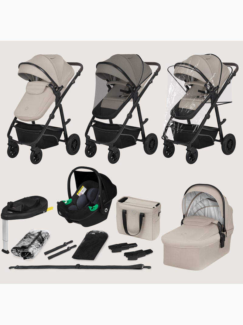 Carrinho de bebé 4 em 1 LIONELO Bianka - Carrinho de bebé + Alcofa + Cadeira auto + Base ISOFIX Bege - Kiabi