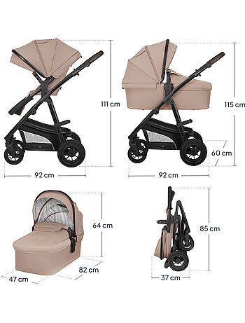 Carrinho de bebé 4 em 1 LIONELO Bianka - Carrinho de bebé + Alcofa + Cadeira auto + Base ISOFIX