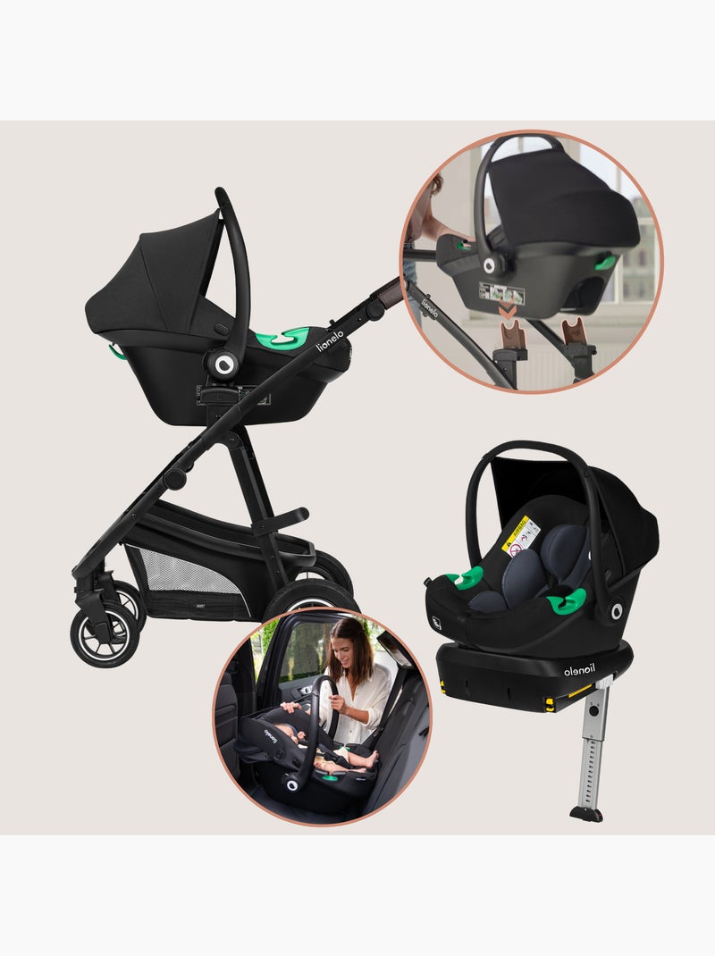 Carrinho de bebé 4 em 1 LIONELO Bianka - Carrinho de bebé + Alcofa + Cadeira auto + Base ISOFIX Cinza - Kiabi