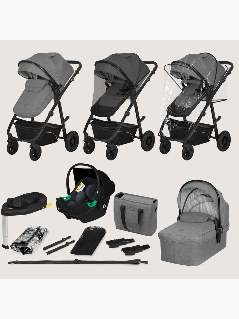 Carrinho de bebé 4 em 1 LIONELO Bianka - Carrinho de bebé + Alcofa + Cadeira auto + Base ISOFIX Cinza - Kiabi