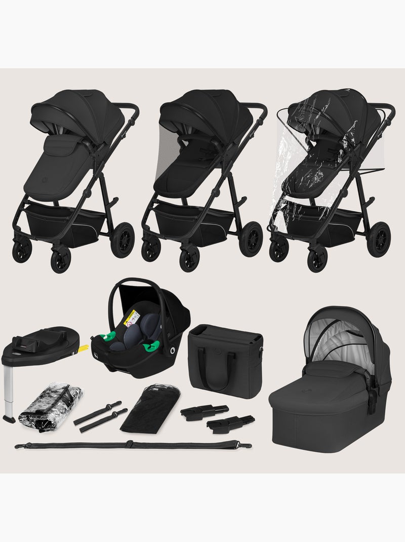 Carrinho de bebé 4 em 1 LIONELO Bianka - Carrinho de bebé + Alcofa + Cadeira auto + Base ISOFIX Preto - Kiabi
