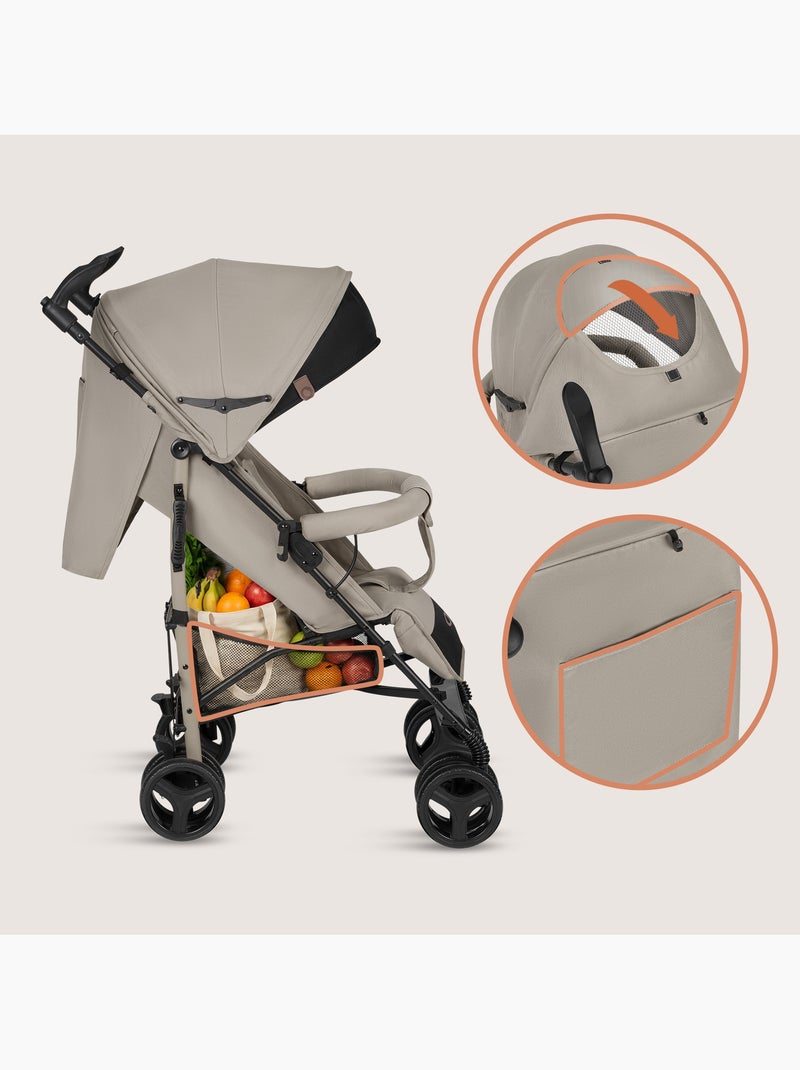 Carrinho de Bebé Bengala Compacto LIONELO Irma - 6-36 Meses - Com Mosquiteiro - Leve Bege - Kiabi