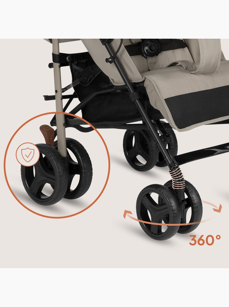 Carrinho de Bebé Bengala Compacto LIONELO Irma - 6-36 Meses - Com Mosquiteiro - Leve Bege - Kiabi