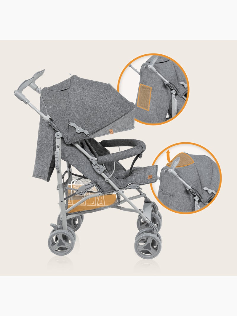Carrinho de Bebé Bengala Compacto LIONELO Irma - 6-36 Meses - Com Mosquiteiro - Leve Cinza - Kiabi