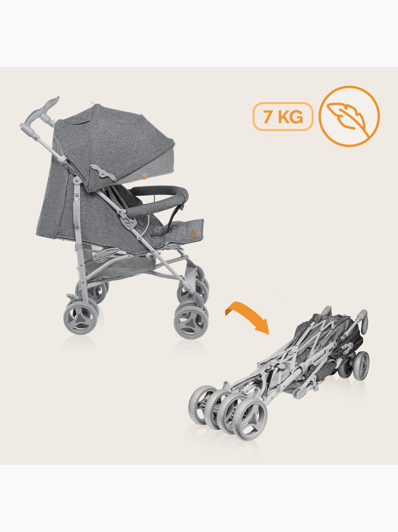 Carrinho de Bebé Bengala Compacto LIONELO Irma - 6-36 Meses - Com Mosquiteiro - Leve Cinza - Kiabi