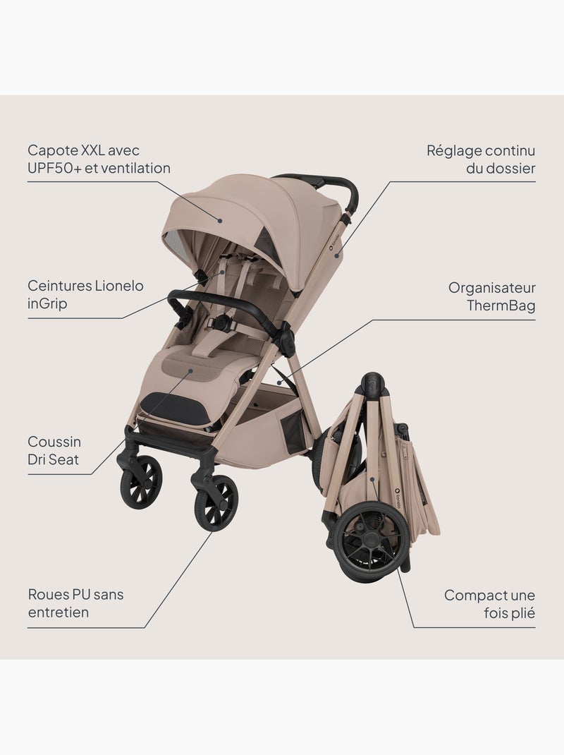 Carrinho de bebé compacto lionelo bett- leve & dobrável - leve & dobrável - até 22 kg Bege claro - Kiabi