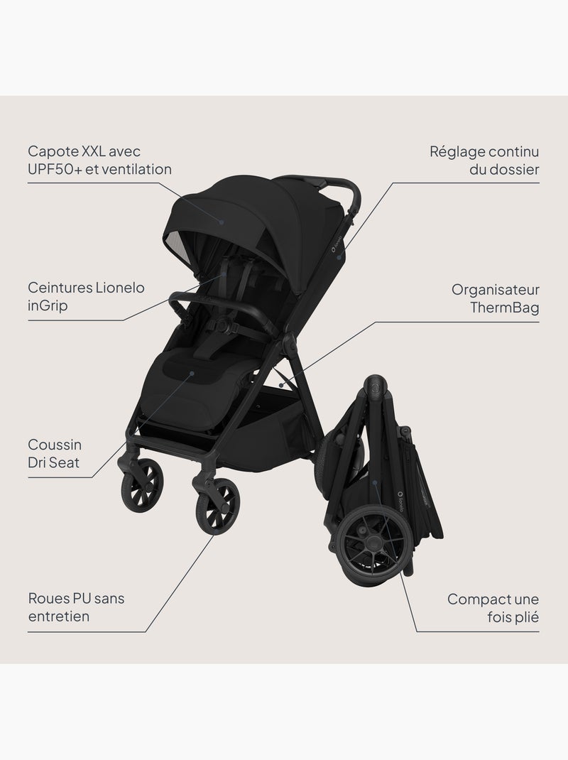 Carrinho de bebé compacto lionelo bett- leve & dobrável - leve & dobrável - até 22 kg Preto - Kiabi