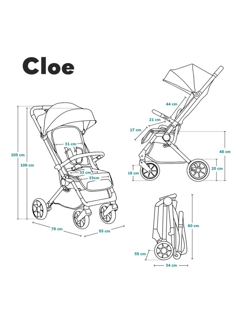 Carrinho de bebé compacto LIONELO Cloe - Leve & dobrável - Leve & dobrável - Até 22 kg Preto Laranja Preto - Kiabi