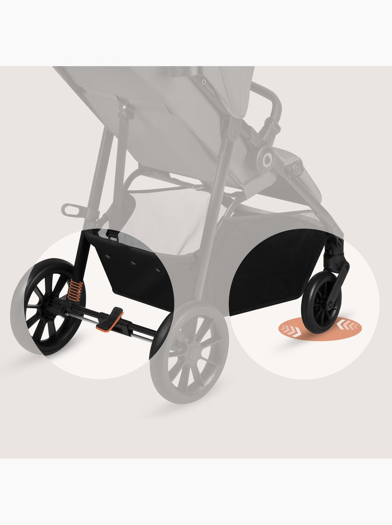 Carrinho de Bebé Compacto LIONELO Emerald - Leve - Dobragem uma Mão - Cesto Grande Cinza - Kiabi