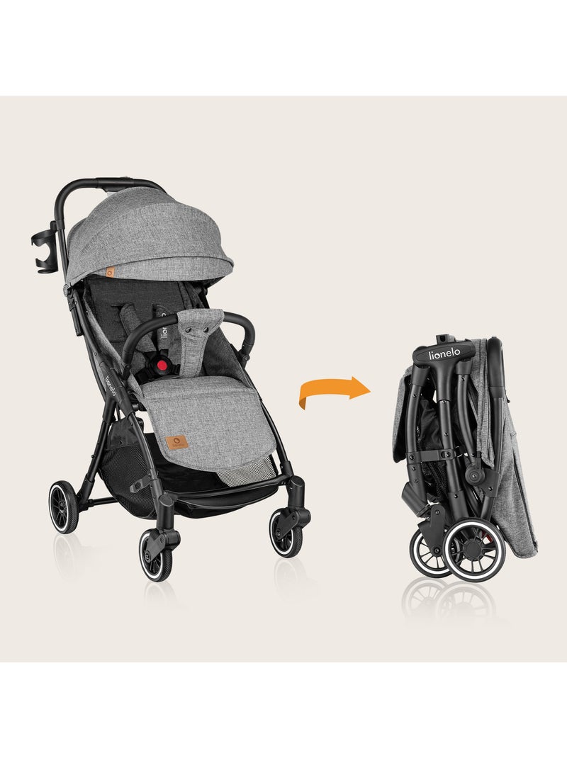 Carrinho de bebé compacto LIONELO Julie One - Até 22 kg - Leve & dobrável - Acessórios Cinza-preto - Kiabi