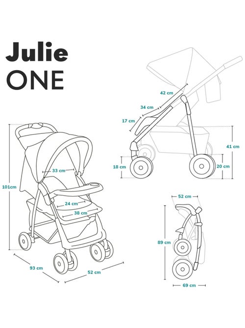 Carrinho de bebé compacto LIONELO Julie One - Até 22 kg - Leve & dobrável - Acessórios - Kiabi Carrinho de bebé compacto LIONELO Julie One - Até 22 kg - Leve & dobrável - Acessórios - Kiabi