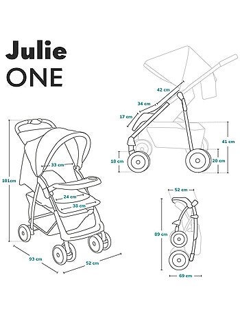 Carrinho de bebé compacto LIONELO Julie One - Até 22 kg - Leve & dobrável - Acessórios