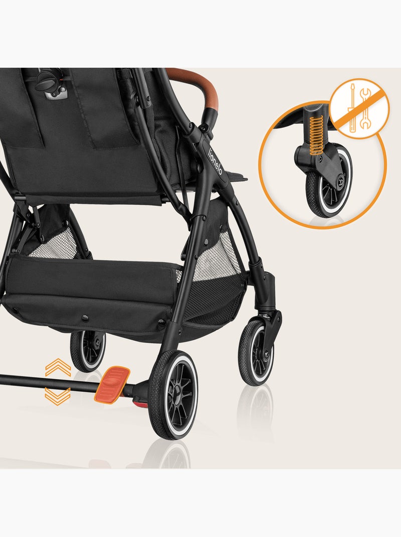 Carrinho de bebé compacto LIONELO Julie One - Até 22 kg - Leve & dobrável - Acessórios Preto - Kiabi