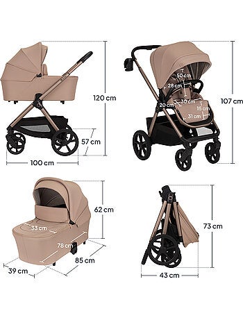 Carrinho de bebé Duo LIONELO Carmine - Até 22 kg - Conjunto com carrinho, alcofa e acessórios