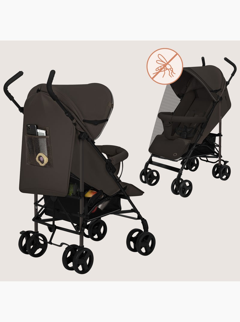 Carrinho de Bebé Ligeiro LIONELO Elia - Compacto - Dobrável - Mosquiteiro - 6-36 Meses Castanho - Kiabi