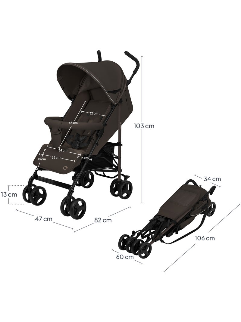 Carrinho de Bebé Ligeiro LIONELO Elia - Compacto - Dobrável - Mosquiteiro - 6-36 Meses Castanho - Kiabi