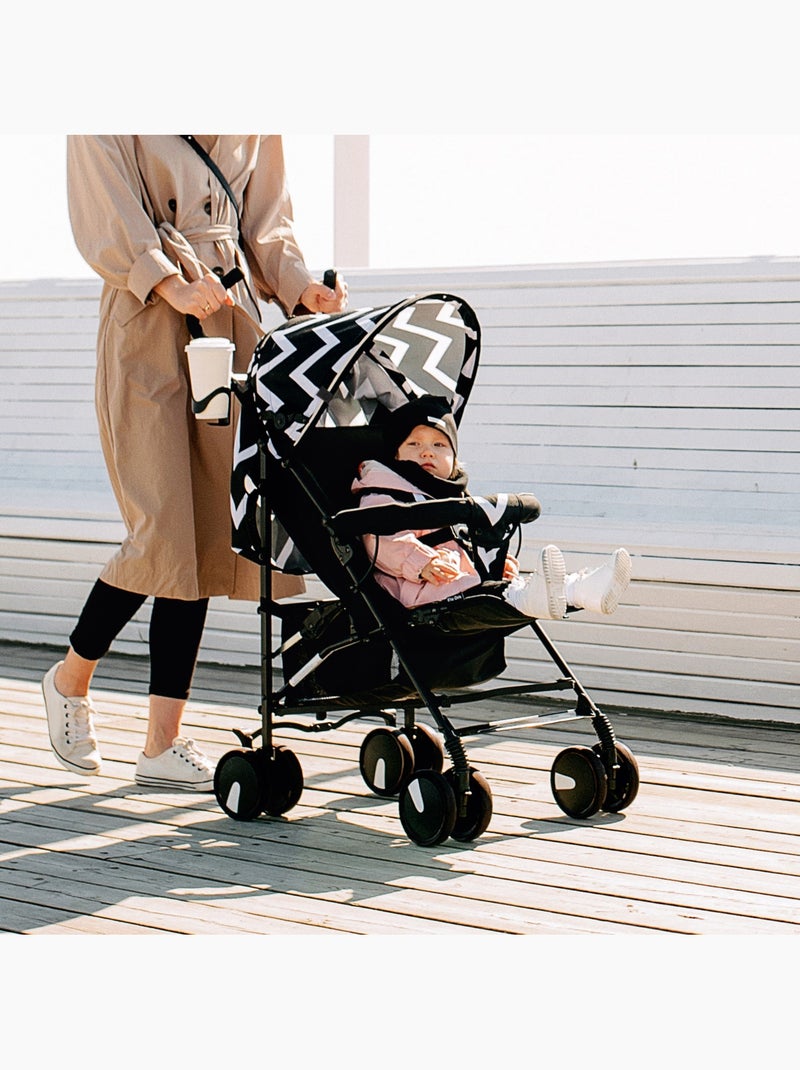 Carrinho de Bebé Ligeiro LIONELO Elia - Compacto - Dobrável - Mosquiteiro - 6-36 Meses Preto Branco - Kiabi