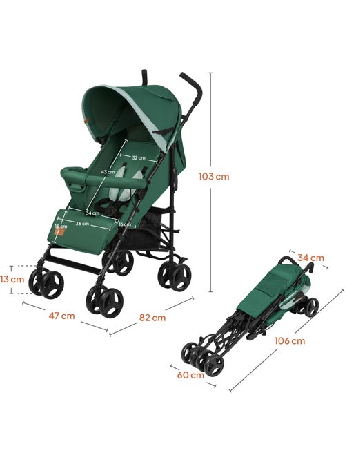 Carrinho de Bebé Ligeiro LIONELO Elia - Compacto - Dobrável - Mosquiteiro - 6-36 Meses - Kiabi