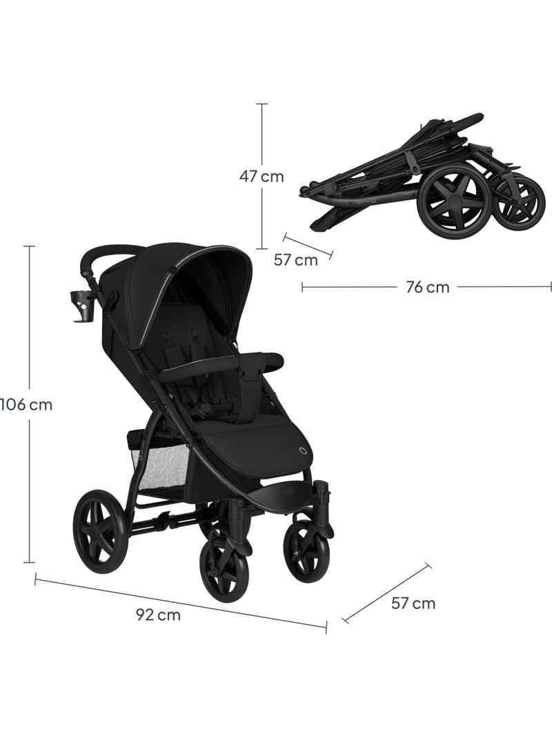 Carrinho de Bebé Todo-O-Terreno LIONELO Annet Plus - Rodas Grandes - Acessórios Preto - Kiabi
