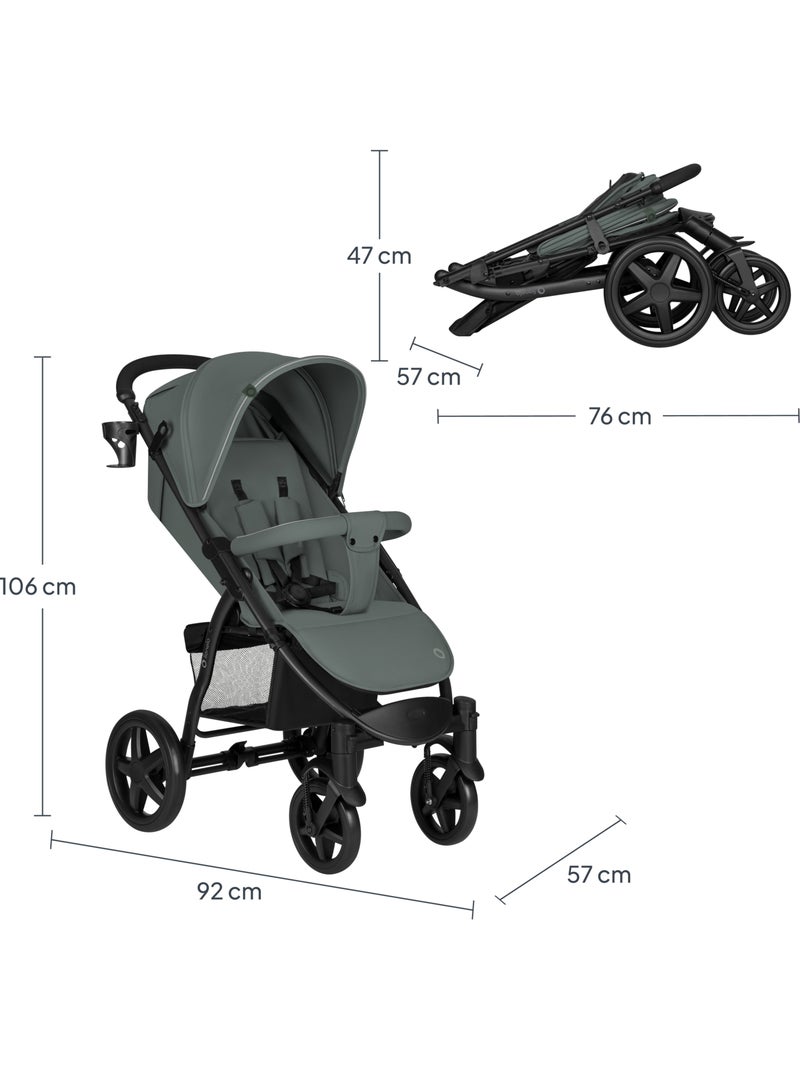 Carrinho de Bebé Todo-O-Terreno LIONELO Annet Plus - Rodas Grandes - Acessórios Preto Verde Preto - Kiabi