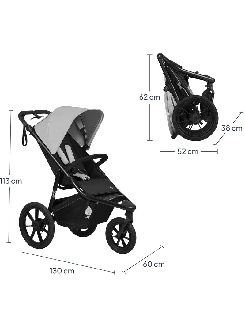 Carrinho de Bebé Todo-o-Terreno LIONELO Azura - Desportivo - Até 22 kg - Travão Duplo Cinza - Kiabi