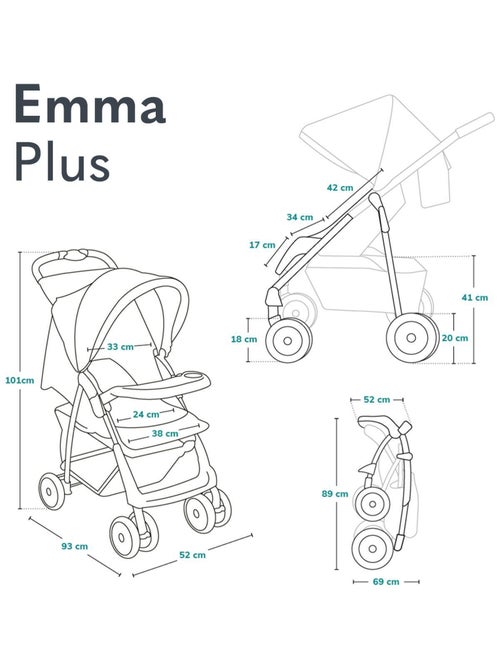 Carrinho de bebé todo-o-terreno LIONELO Emma – 6–36 meses – Saco incluído – Dobragem rápida - Kiabi Carrinho de bebé todo-o-terreno LIONELO Emma – 6–36 meses – Saco incluído – Dobragem rápida - Kiabi