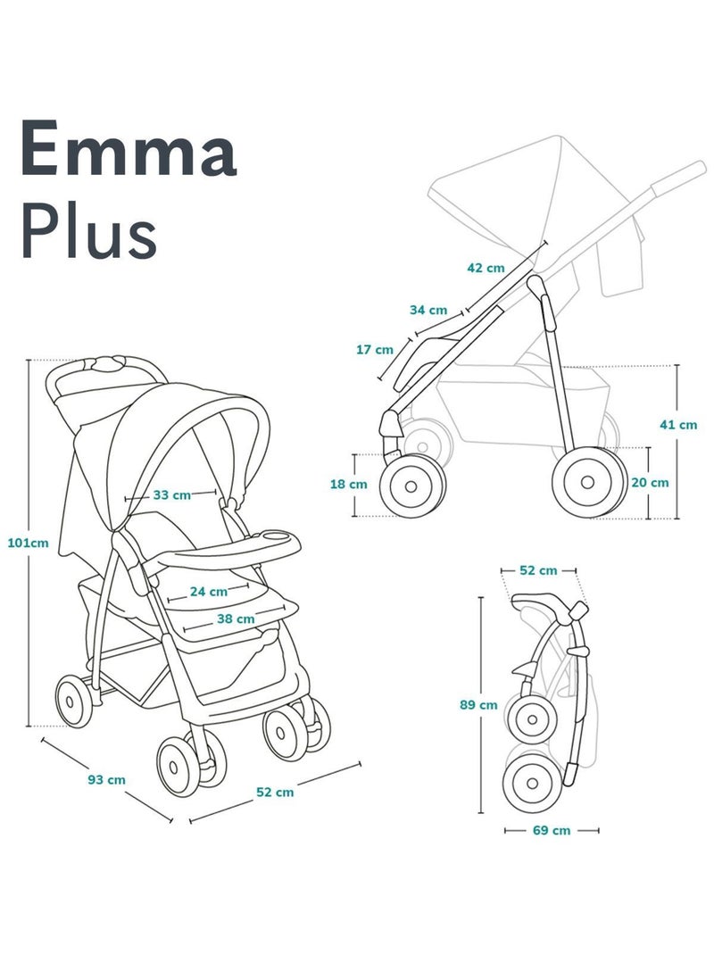 Carrinho de bebé todo-o-terreno LIONELO Emma – 6–36 meses – Saco incluído – Dobragem rápida Bege - Kiabi