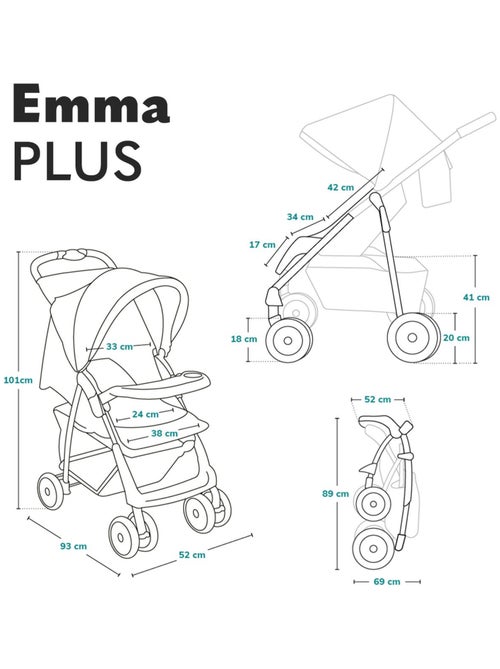 Carrinho de bebé todo-o-terreno LIONELO Emma – 6–36 meses – Saco incluído – Dobragem rápida - Kiabi Carrinho de bebé todo-o-terreno LIONELO Emma – 6–36 meses – Saco incluído – Dobragem rápida - Kiabi