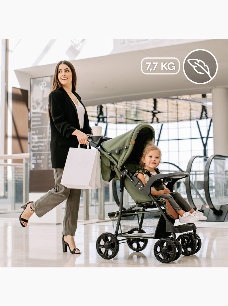 Carrinho de bebé todo-o-terreno LIONELO Emma – 6–36 meses – Saco incluído – Dobragem rápida Cinza-rosa - Kiabi
