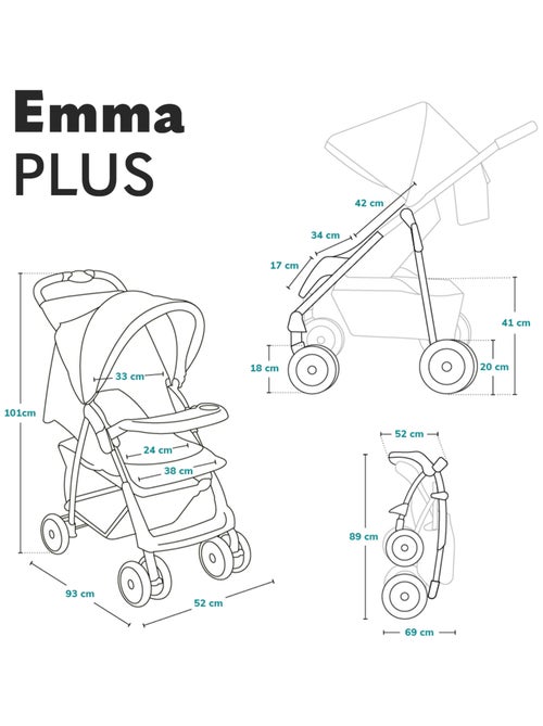 Carrinho de bebé todo-o-terreno LIONELO Emma – 6–36 meses – Saco incluído – Dobragem rápida - Kiabi Carrinho de bebé todo-o-terreno LIONELO Emma – 6–36 meses – Saco incluído – Dobragem rápida - Kiabi
