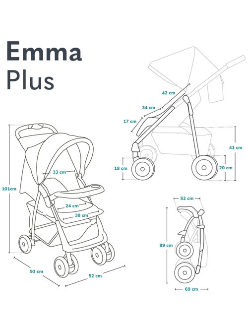 Carrinho de bebé todo-o-terreno LIONELO Emma – 6–36 meses – Saco incluído – Dobragem rápida - Kiabi Carrinho de bebé todo-o-terreno LIONELO Emma – 6–36 meses – Saco incluído – Dobragem rápida - Kiabi