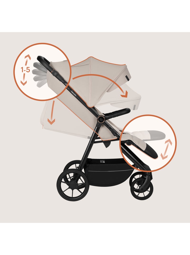 Carrinho de Bebé Todo-o-Terreno LIONELO Iva - Material Premium - Até 22 kg - Grande Espaço Bege - Kiabi