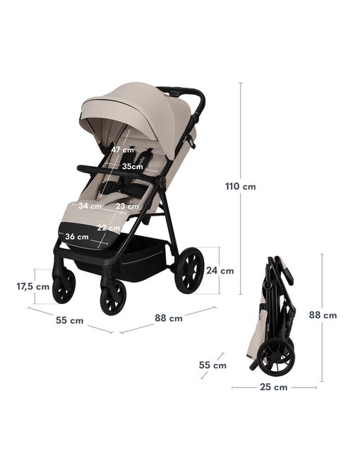 Carrinho de Bebé Todo-o-Terreno LIONELO Iva - Material Premium - Até 22 kg - Grande Espaço - Kiabi Carrinho de Bebé Todo-o-Terreno LIONELO Iva - Material Premium - Até 22 kg - Grande Espaço - Kiabi