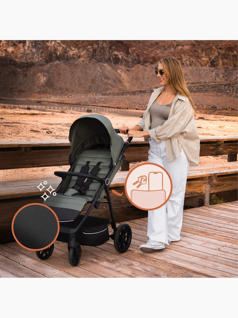 Carrinho de Bebé Todo-o-Terreno LIONELO Iva - Material Premium - Até 22 kg - Grande Espaço Cinza - Kiabi