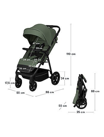 Carrinho de Bebé Todo-o-Terreno LIONELO Iva - Material Premium - Até 22 kg - Grande Espaço