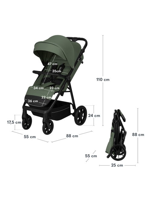 Carrinho de Bebé Todo-o-Terreno LIONELO Iva - Material Premium - Até 22 kg - Grande Espaço - Kiabi Carrinho de Bebé Todo-o-Terreno LIONELO Iva - Material Premium - Até 22 kg - Grande Espaço - Kiabi