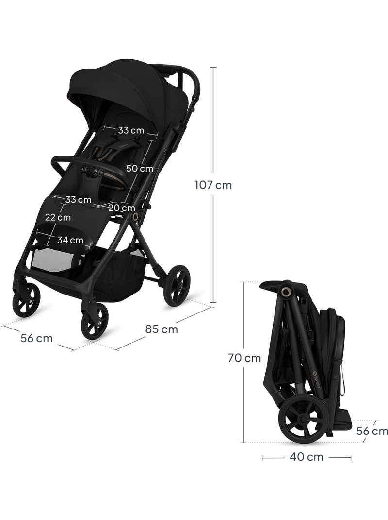 Carrinho de Bebé Todo-O-Terreno LIONELO Tansi - Rodas GravelTech - Leve Preto - Kiabi