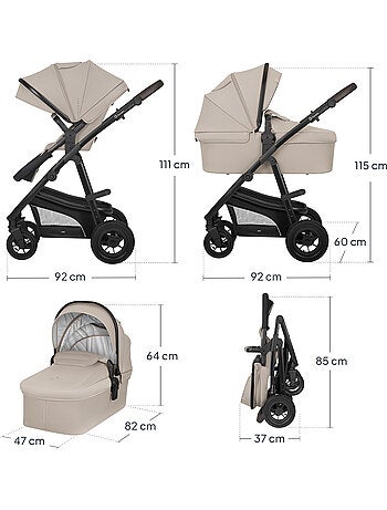 Carrinho de bebé Trio LIONELO Bianka – Até 22 kg – Conjunto com carrinho, alcofa, cadeira auto
