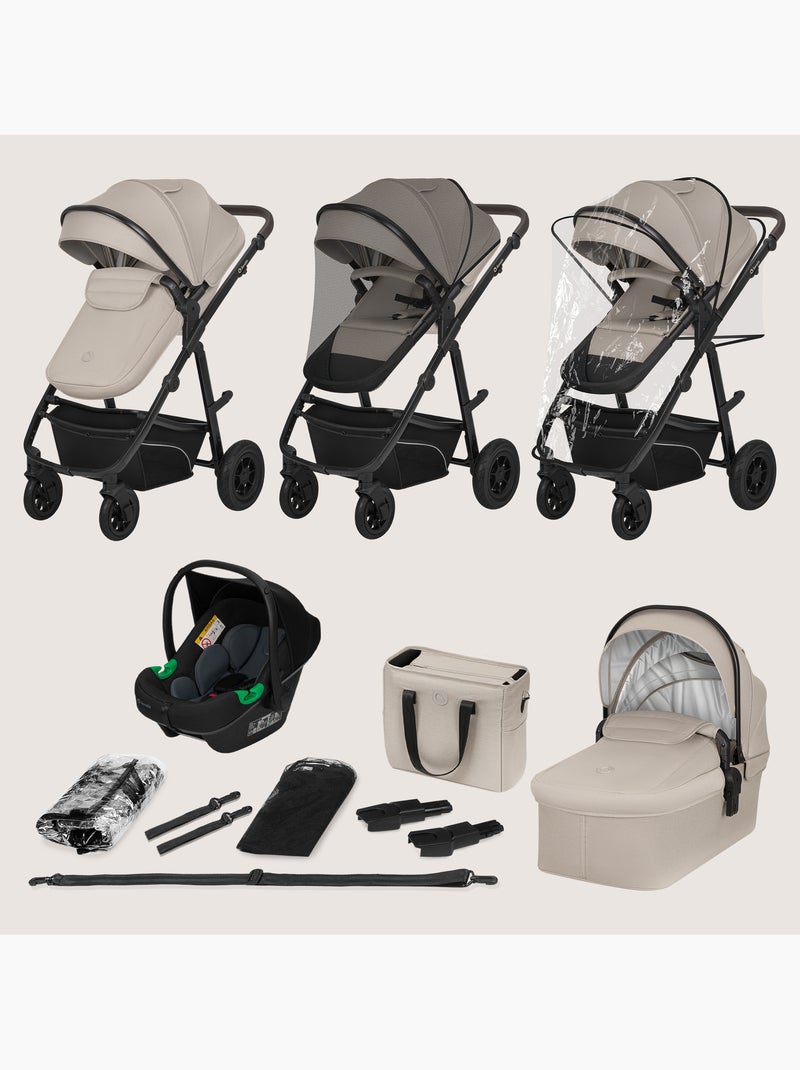 Carrinho de bebé Trio LIONELO Bianka – Até 22 kg – Conjunto com carrinho, alcofa, cadeira auto Bege - Kiabi