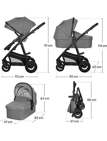 Carrinho de bebé Trio LIONELO Bianka – Até 22 kg – Conjunto com carrinho, alcofa, cadeira auto
