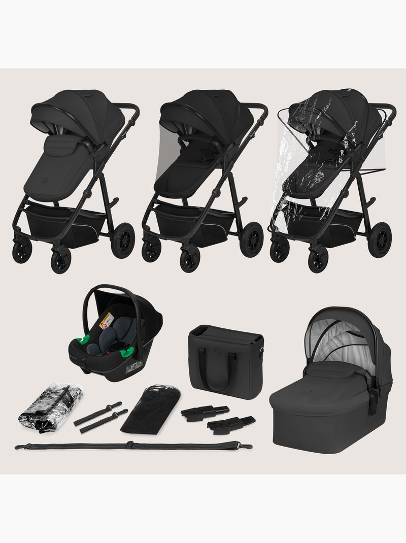 Carrinho de bebé Trio LIONELO Bianka – Até 22 kg – Conjunto com carrinho, alcofa, cadeira auto Preto - Kiabi