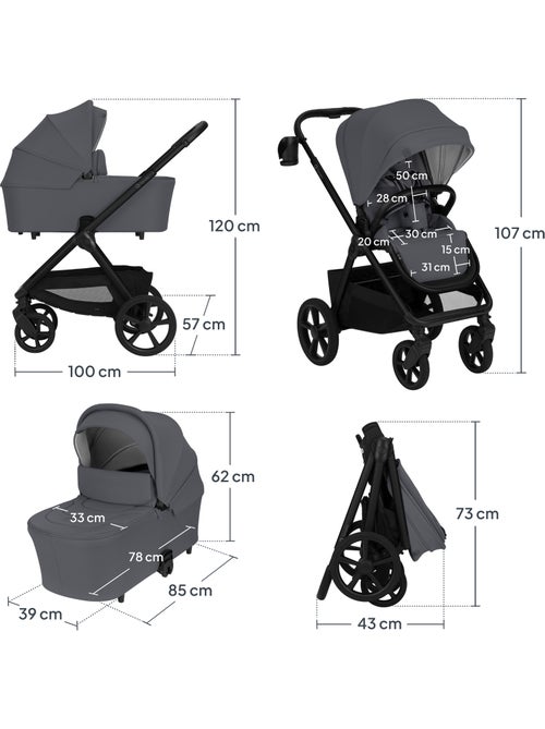 Carrinho de bebé Trio LIONELO Carmine - Até 22 kg - Conjunto com carrinho, alcofa, cadeira auto - Kiabi Carrinho de bebé Trio LIONELO Carmine - Até 22 kg - Conjunto com carrinho, alcofa, cadeira auto - Kiabi